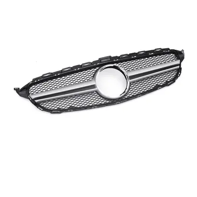 Sliver AMG Style Front Grill Mesh Grille For Mercedes Benz C Class