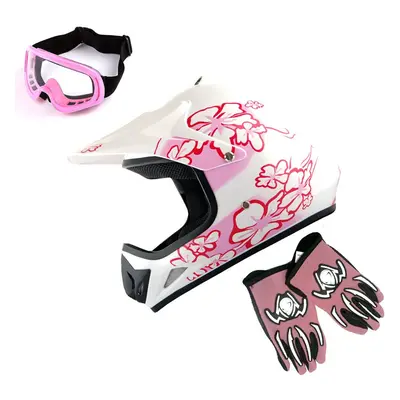 WOW Youth Kids Motocross Helmet BMX MX ATV Dirt Bike Helmet Pink Flowe