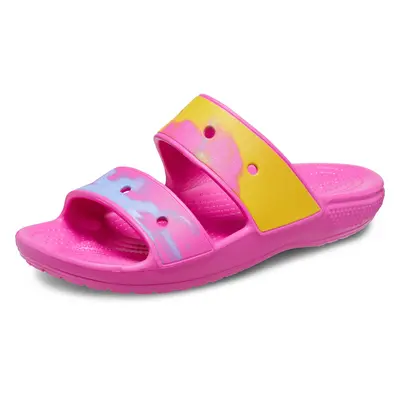 Crocs Unisex Classic Graphic Two-Strap Slide Sandals Juice/Multi U