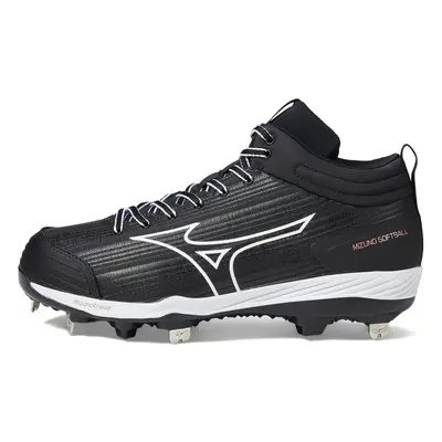 Mizuno Women's Sweep Mid Softball Shoe Black-White 8.5