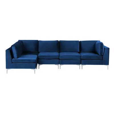 Corner Sofa EVJA Velvet Navy Blue Right Hand