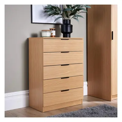 (Oak) Home Source Phoenix Chest of Drawers Bedroom Storage Unit