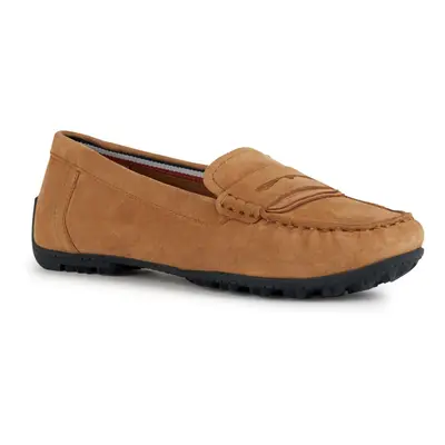 (Brown, (Adults')) Geox D Kosmopolis Suede Women's Camel Moccasins Shoes