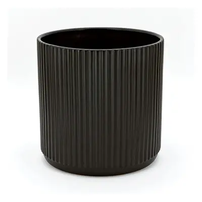 Amazon Basics Fluted Ceramic Round Planter 10Inch Black