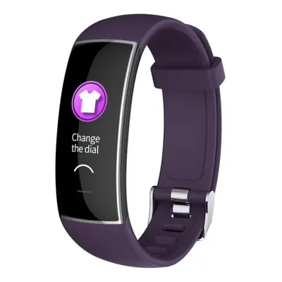 (Purple) Bluetooth 5.0 Wristband Heart Rate Blood Pressure Monitor USB Charging Music Camera Con