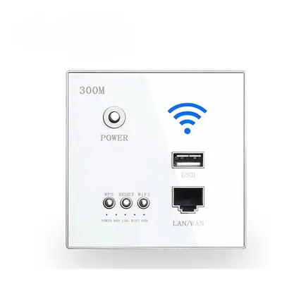 (White) 220V 300Mbps Wireless WiFi Socket RJ45 Embedded Wall WIFI Route AP Relay Smart USB Socke