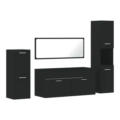 (black) vidaXL Bathroom Furniture Set Piece Storage Cabinet Cupboard Engineered Wood