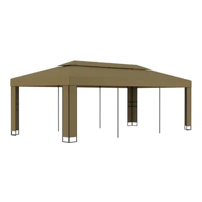 vidaXL Gazebo with Double Roof Taupe g/mÃÂ² Patio Canopy Shelter Party Tent