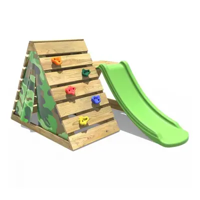 (Camo) Rebo Mini Wooden Climbing Pyramid Adventure Playset and Slide