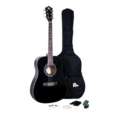 (Black) Rio 4/4 41'' Acoustic Dreadnought Guitar Pack