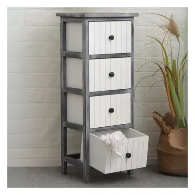 (4 Drawer Black and White) Storage Chest 3/4/5 Drawers Solid Wooden Organizer Furniture