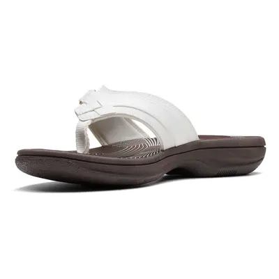 Clarks Women's Breeze Sea Flip-Flop White Synthetic/Brown Sole