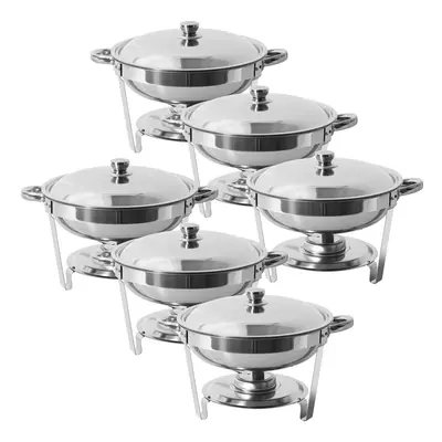 (6 pack, QT/3.5L) Round Chafing Dish Buffet Server Stainless Steel