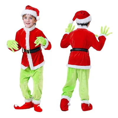 (4-12 Years Kids Boys Girls Christmas The Grinch Costume Cosplay Party Santa Fancy Dress Xmas Ou