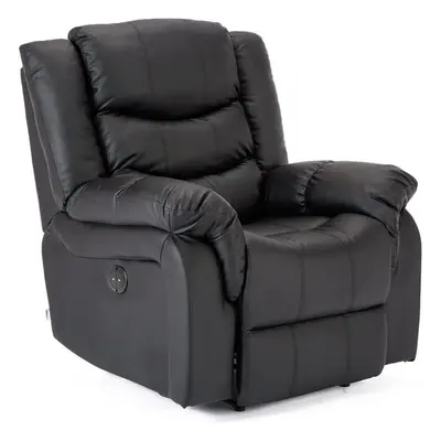 (Black) Seattle Electric Leather Auto Recliner Armchair Sofa Home Lounge Chair