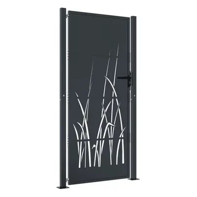 (105 x cm) vidaXL Garden Gate Outdoor Gate Fence Gate Fence Anthracite Steel Grass Design