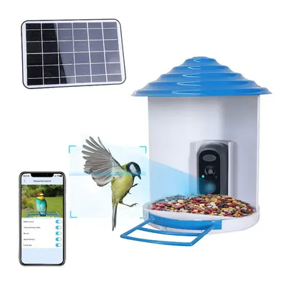 Smart Bird Feeder with Solar Camera, 1080P HD, AI Detection, WiFi, IP65 Waterproof