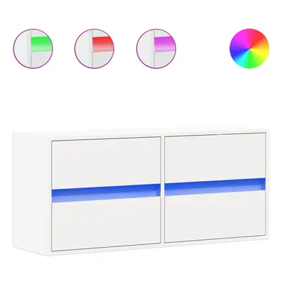 (white, x x cm/ pcs) vidaXL TV Wall Cabinet with LED Lights TV Unit Wall Mounted Cabinet