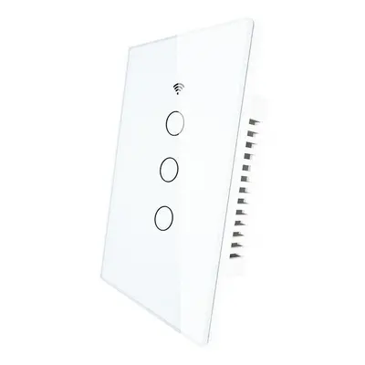 (3 Gang white 110V) WiFi Smart 1/2/3 Gang Wall Light Switch Glass Panel RF433&Wi-Fi Tuya APP Rem