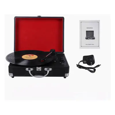 (Black) Vinyl Turntable Record Player LP Disc 33/45/78 RPM Bluetooth Portable Leather Gramophone