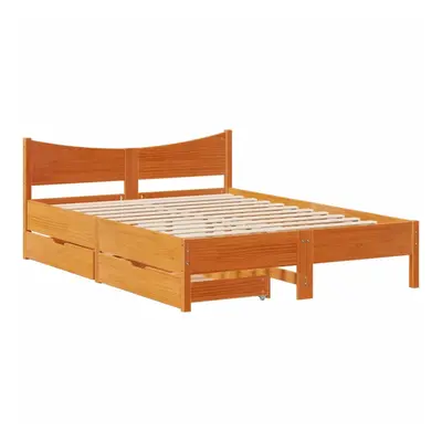 (wax brown, x cm) vidaXL Bed Frame with Drawers Bed Base Solid Wood Pine