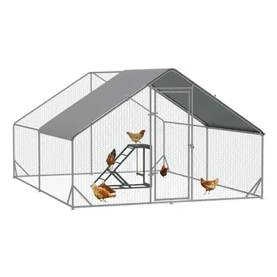 PawHut Walk In Chicken Run with Chicken Activity Shelf and Cover, x x 2m