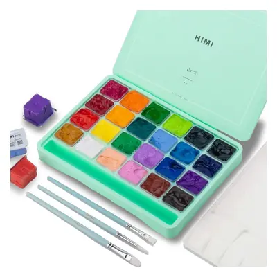 HIMI Gouache Paint Set, Colours x 30ml Unique Jelly Cup Design with Paint Brushes and a Palette 