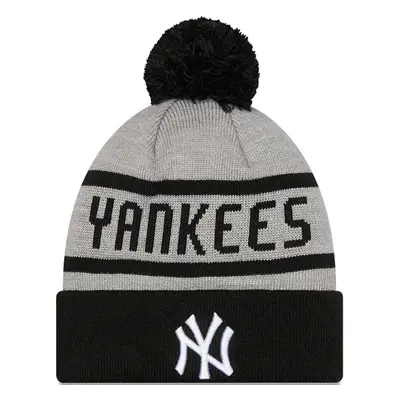 New Era Mens New York Yankees MLB Cuffed Sideline Beanie Bobble Hat - Grey