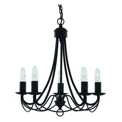 5 Arm Matt Black Finished Chandelier Wrought Iron