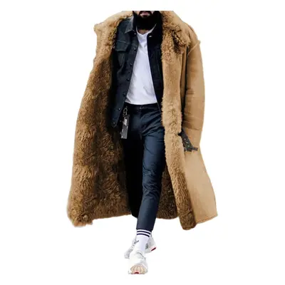 (Men's Thick Fur Winter Jacket Mid Length Plus Size Design Outwear Ideal Gift For Extreme Winter