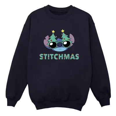 (4XL, Navy Blue) Disney Mens Lilo & Stitch Stitchmas Glasses Sweatshirt