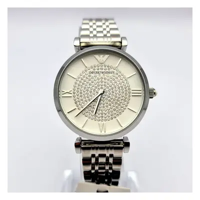 EMPORIO ARMANI GIANNI AR1925 SILVER CRYSTALS WHITE DIAL WOMENS WATCH