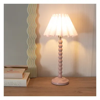 ValueLights Bobbins Lilac Scallop Taper Shade Rose Table Lamp & Bulb