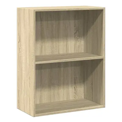 vidaXL 2-Tier Book Cabinet Sonoma Oak Engineered Wood Storage Unit Highboard