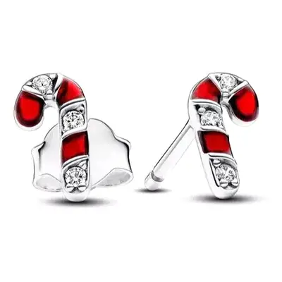 Pandora Stud Earrings Sparkling Red Candy Cane Genuine 292996C01