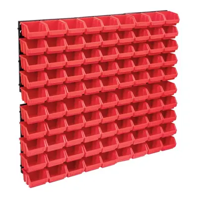 vidaXL Storage Bin Kit with Wall Panels Piece Red and Black Tool Boxes