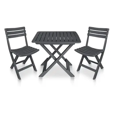 vidaXL Piece Folding Bistro Set Plastic Anthracite Patio Dining Furniture