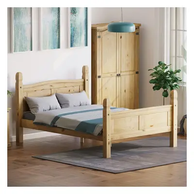 (Double) Corona Bed Frame High Foot Pine Wood Rustic Wax