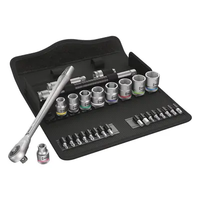 Wera 8100 SB Zyklop Metal Ratchet Set with PushThrough Square Drive Metric Pieces