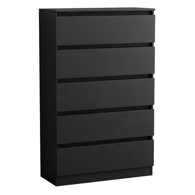 (5 Drawer - Chest Of Drawers, Black) NRG Chest of Drawers Bedside Table Storage Drawer Unit Bedr