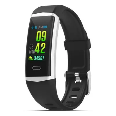 (Black) Built-in GPS Activity Record Heart Rate Blood Pressure IP68 Waterproof Message Weather S