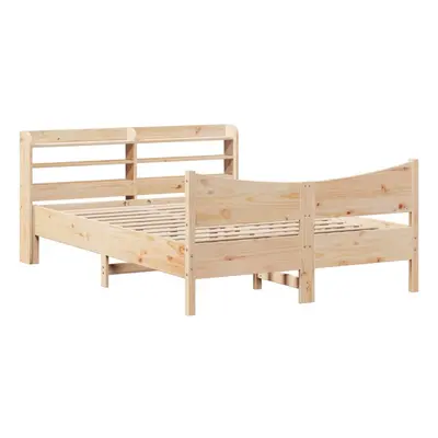 (natural, x cm) vidaXL Bed Frame with Headboard Bed Base Solid Wood Pine