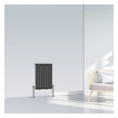 (600x413mm Single, Black) NRG Oval Column Designer Radiator Horizontal Vertical Central Heating 