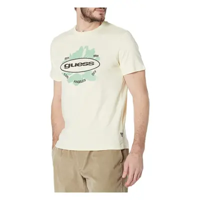 GUESS Men's Short Sleeve Basic La Logo Tee Cream Ecru