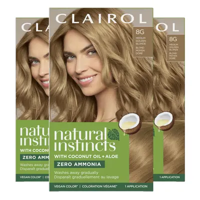 Clairol Natural Instincts Demi-Permanent Hair Dye 8G Medium Golden Blonde Hair Color Pack of