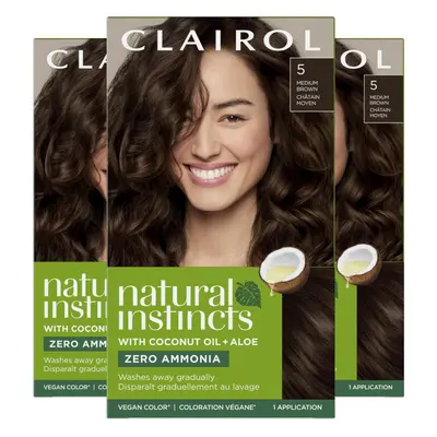 Clairol Natural Instincts Demi-Permanent Hair Dye Medium Brown Hair Color Pack of