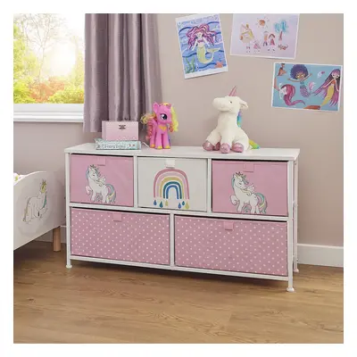 Liberty House Toys Kids Chest of Drawers, Fabric Drawer Unicorn Unit