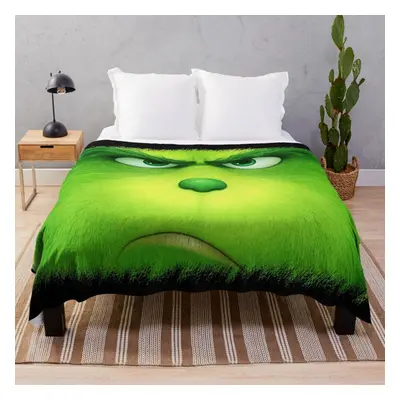 Fleece Throw Blanket Grinch Face for Sofa Couch Kids x Inches