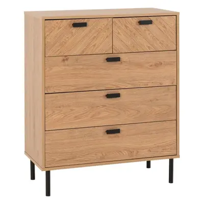 Leon 3+2 Drawer Chest Medium Oak Effect Metal Legs