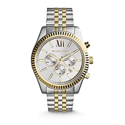 Michael Kors Mens Lexington Stainless Steel Analog-Quartz Watch with Stainless-Steel Strap, Two 